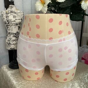 Jennifer Lopez NWD (Minor!) Wom M Sheer White Ruched Panty Hipster Lace Trims